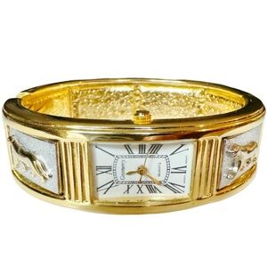 Gramercy Quartz Gold & Silver Hinged Bracelet Watch